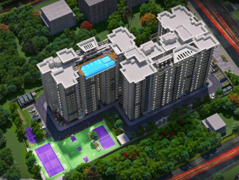 Aerial view of Centreo, luxury apartments on Kanakapura road