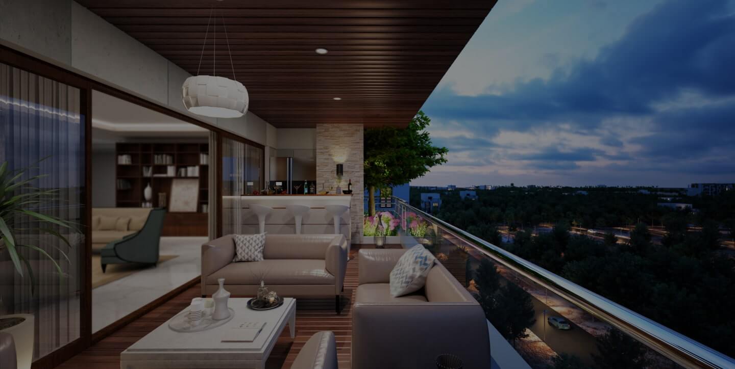 Spacious deck to host your parties at The Treeline, ultra-luxury apartments, Jakkur plantation