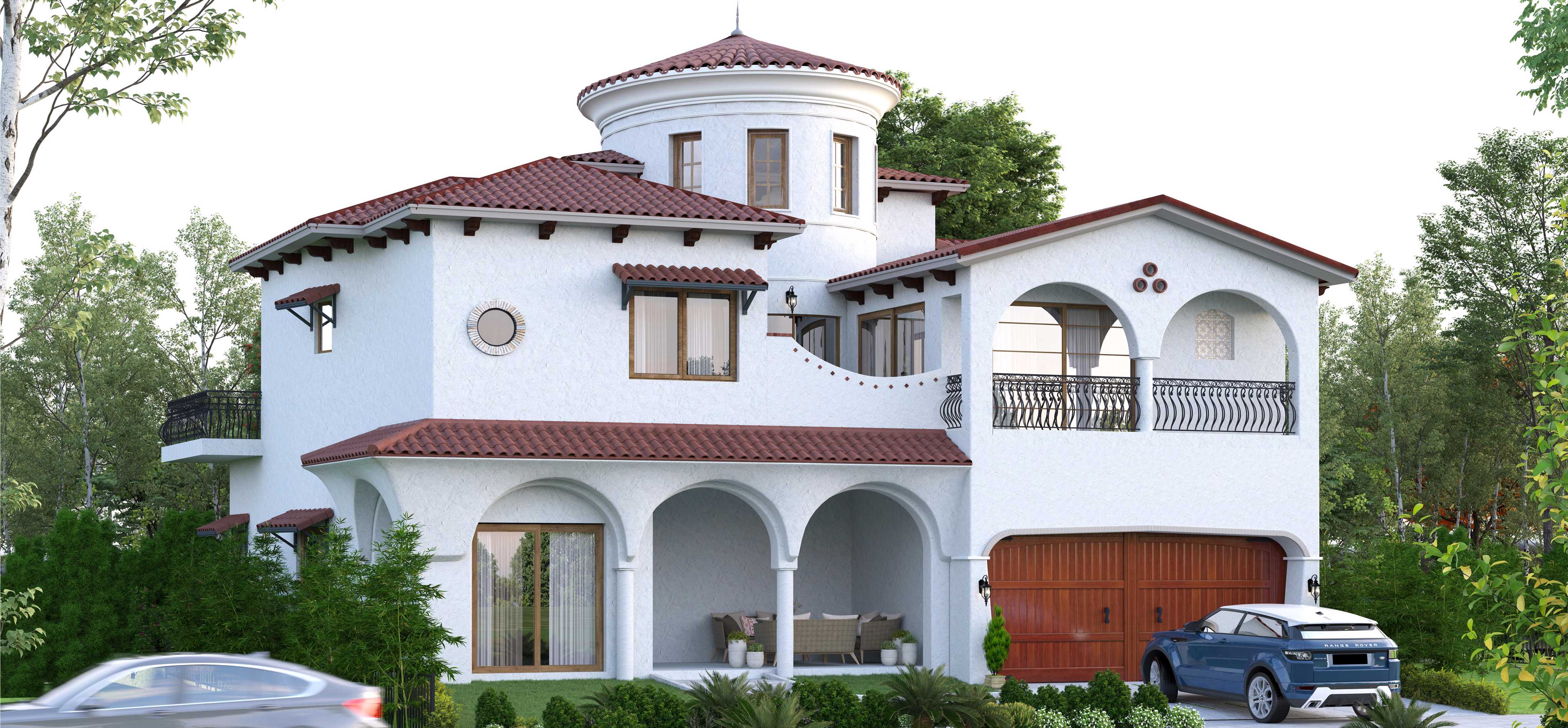 Stylish Spanish villa with a front lawn at Ruby Hills, luxury villas on the airport road