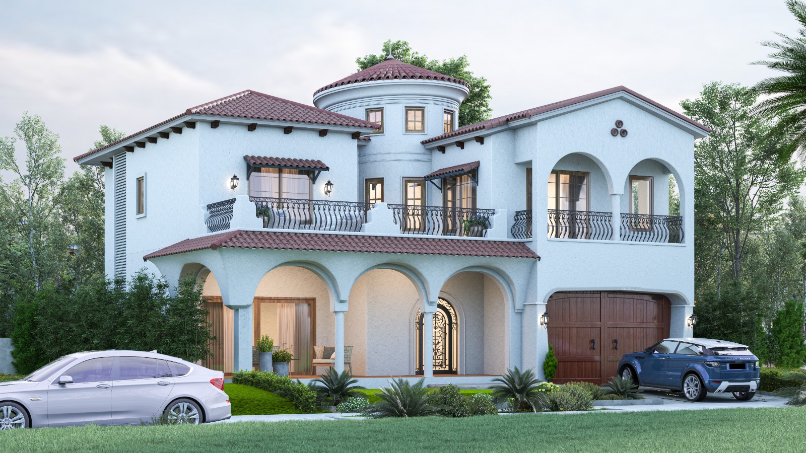 Stylish Spanish villa with a front lawn at Ruby Hills, luxury villas on the airport road