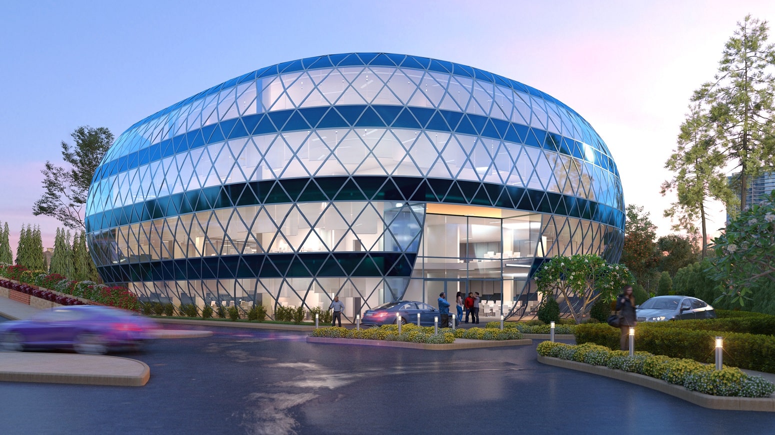 Beautiful all-glass façade of The Summit - upcoming grade A office building in Whitefield
